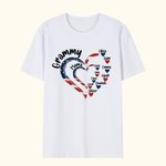 Bandera Americana Personalizada Corazón Camiseta Sudadera con Nombres Día de la Independencia 4 de Julio Regalo para Abuela Mamá