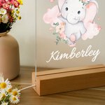 Personalised Cute Flower Elephant LED Acrylic Plaque with Name Home Decoration Birthday Gift for Kid