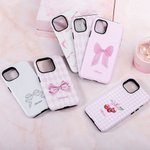 Personalized Coquette Pink Ribbons Bow Tie Pattern TPU Phone Case for iPhone with Name Birthday Gift for Her