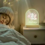 Personalised Cute Flower Elephant LED Acrylic Plaque with Name Home Decoration Birthday Gift for Kid