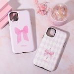 Personalized Coquette Pink Ribbons Bow Tie Pattern TPU Phone Case for iPhone with Name Birthday Gift for Her