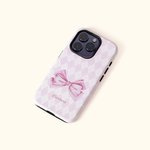 Personalized Coquette Pink Ribbons Bow Tie Pattern TPU Phone Case for iPhone with Name Birthday Gift for Her
