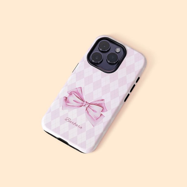 Coque TPU pour iPhone Personnalisée avec Nom Motif Nœud Papillon Coquette Rose Cadeau d'Anniversaire pour Elle