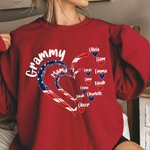 Bandera Americana Personalizada Corazón Camiseta Sudadera con Nombres Día de la Independencia 4 de Julio Regalo para Abuela Mamá