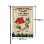 Personalizado Aparentemente Tenemos Problemas Juntos Quién lo iba a decir Bandera de jardín impermeable de doble cara Regalo de camping para pareja