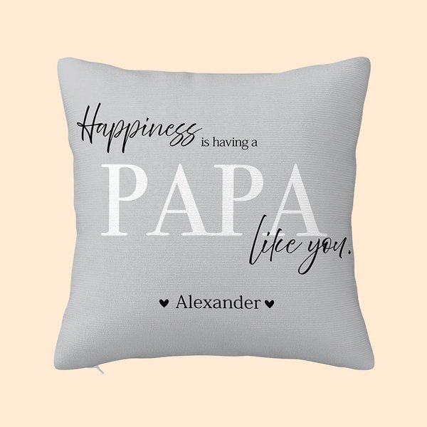 Housse de Coussin Personnalisée avec 1-8 Noms Enfants Happiness Is Having A Papa Like You Cadeau Fête des Pères pour Famille Homme