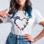 Bandera Americana Personalizada Corazón Camiseta Sudadera con Nombres Día de la Independencia 4 de Julio Regalo para Abuela Mamá