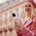 Personalized Coquette Pink Ribbons Bow Tie Pattern TPU Phone Case for iPhone with Name Birthday Gift for Her