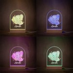 Personalised Cute Flower Elephant LED Acrylic Plaque with Name Home Decoration Birthday Gift for Kid