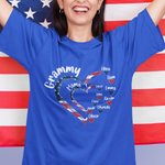 Bandera Americana Personalizada Corazón Camiseta Sudadera con Nombres Día de la Independencia 4 de Julio Regalo para Abuela Mamá