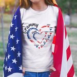 Bandera Americana Personalizada Corazón Camiseta Sudadera con Nombres Día de la Independencia 4 de Julio Regalo para Abuela Mamá
