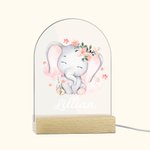 Personalised Cute Flower Elephant LED Acrylic Plaque with Name Home Decoration Birthday Gift for Kid