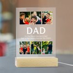 Plaque Acrylique Personnalisée avec 2-9 Photos Collage et Texte Veilleuse Lumière LED Décoration Maison Cadeau Fête des Pères pour Papa Grand-père