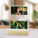 Plaque Acrylique Personnalisée avec 2-9 Photos Collage et Texte Veilleuse Lumière LED Décoration Maison Cadeau Fête des Pères pour Papa Grand-père