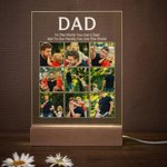 Plaque Acrylique Personnalisée avec 2-9 Photos Collage et Texte Veilleuse Lumière LED Décoration Maison Cadeau Fête des Pères pour Papa Grand-père