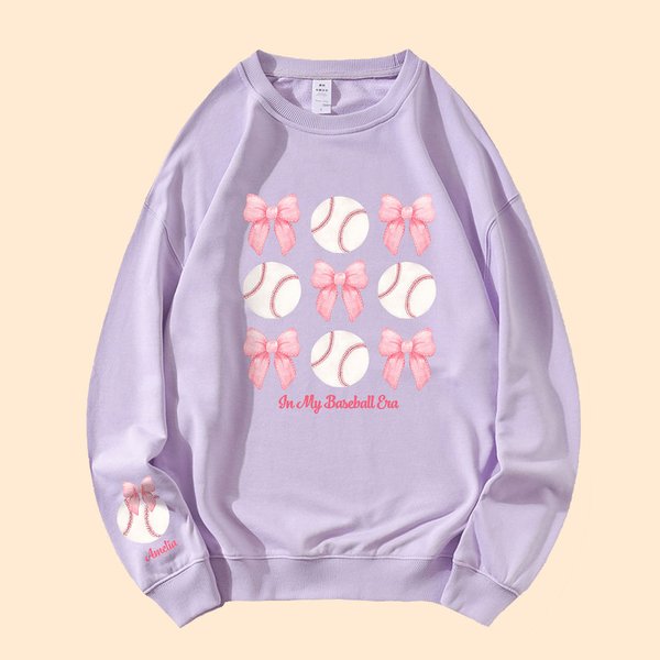 Sweat-shirt Personnalisé avec Balle Ballon Noeud Coquet et Nom Cadeau Anniversaire pour Femme