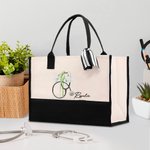 Sac en Toile de Grande Capacité Personnalisé avec Nom et Fleur de Naissance Motif Stéthoscope Cadeau d'Anniversaire pour Infirmière Médecin