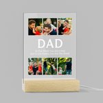 Plaque Acrylique Personnalisée avec 2-9 Photos Collage et Texte Veilleuse Lumière LED Décoration Maison Cadeau Fête des Pères pour Papa Grand-père