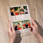 Plaque Acrylique Personnalisée avec 2-9 Photos Collage et Texte Veilleuse Lumière LED Décoration Maison Cadeau Fête des Pères pour Papa Grand-père