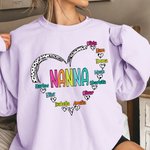 Personalised Cute Dalmatian Dots Heart T-shirt Sweatshirt with Names Birthday Gift for Grandma Mom