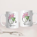 Personalized Birth Flower Stethoscope 11oz Ceramic Coffee Mug with Name Nurse Graduation Birthday for Nurse Doctor Medical Staff