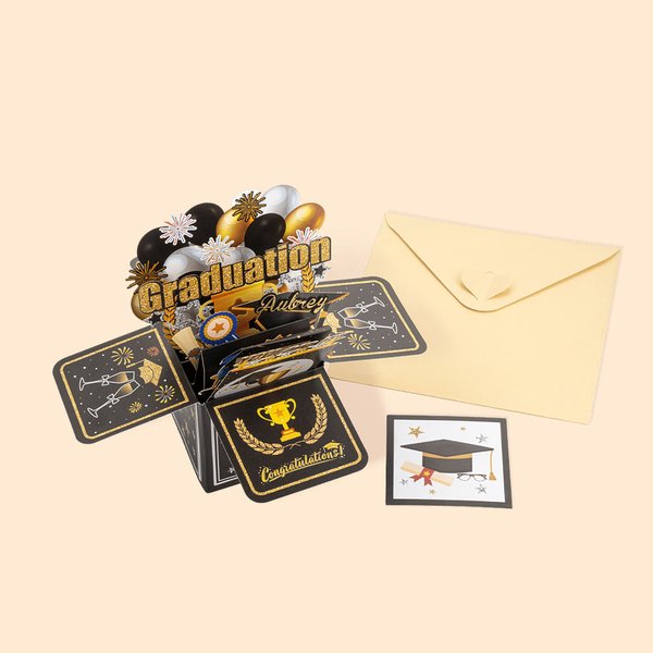 Gepersonaliseerde handgemaakte 3D Graduation Pop Up Box Card met geld envelop en wenskaart Graduation Gefeliciteerd Gift voor afgestudeerden