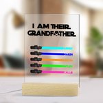 Personalized I Am Their Father Grandfather LED Night Light with 1-8 Light Saber Names and Wooden Base Father's Day Gift for Dad Grandpa