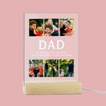 Plaque Acrylique Personnalisée avec 2-9 Photos Collage et Texte Veilleuse Lumière LED Décoration Maison Cadeau Fête des Pères pour Papa Grand-père