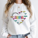 Personalised Cute Dalmatian Dots Heart T-shirt Sweatshirt with Names Birthday Gift for Grandma Mom