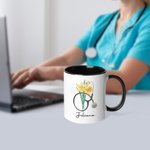 Personalized Birth Flower Stethoscope 11oz Ceramic Coffee Mug with Name Nurse Graduation Birthday for Nurse Doctor Medical Staff