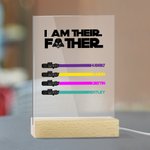 Personalized I Am Their Father Grandfather LED Night Light with 1-8 Light Saber Names and Wooden Base Father's Day Gift for Dad Grandpa
