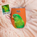 Personalized Pet Portrait Oil Painting Style 12oz Wine Tumbler with Name Birthday Gift for Dog Cat Pet Lovers