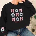 Sweat-shirt Personnalisé avec Balle Ballon Noeud Coquet et Nom Cadeau Anniversaire pour Femme