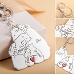Personalized Engraved Papa Mama Bear Keychain Bag Charm with 1-7 Baby Bears and Names Love Heart  Family Keepsake Gift for Dad Mom Grandparent