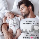 Personalized Cute Elephant 100% Cotton T-shirt Baby Onesie with Name Happy 1st Father's Day Gift for Newborn New Dad
