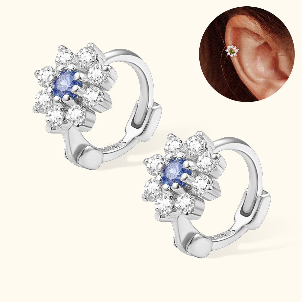 Boucles d'oreilles personnalisées en argent sterling avec pierre de naissance Cadeaux de fête des mères et d'anniversaire pour elle