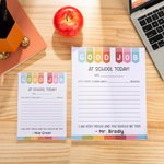 Personalized Colourful At School Today Notepad with Name Teacher's Day Appreciation School Season Gift for Teacher