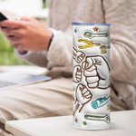 Henkilökohtainen Cool Dad Fist Bump 3D Effect 20oz Skinny Tumbler 1-6 Kid nimet Happy isänpäivä lahja isälle isoisä isoisä