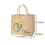 Personalized Birth Flower Stethoscope Beach Jute Tote Bag with Name Graduation Appreciation Gift for Nurse Medical Student