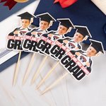 Cara personalizada Foto Graduación Cupcake Toppers Juego de 12 Graduación Decoración de la fiesta Regalo para la clase de 2025 Graduados