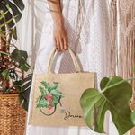 Personalized Birth Flower Stethoscope Beach Jute Tote Bag with Name Graduation Appreciation Gift for Nurse Medical Student