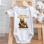 Personalisierte Vater und Baby Bären Unsere erste Vatertag 100% Baumwolle T-Shirt und Baby Onesies mit Namen Vatertag Geburtstag Geschenk für Kid Dad