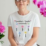 Personalized Grandma's Garden Watercolour Birth Flower T-shirt Sweatshirt with 1-14 Names Mother's Day Birthday Gift for Woman