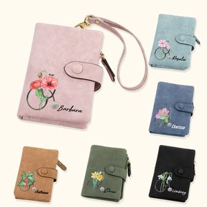 Personalisierte Geburt Blume Stethoskop Leder gefaltet Handgelenk Brieftasche mit Karteninhaber Graduierung Anerkennung Geschenk für Krankenschwester