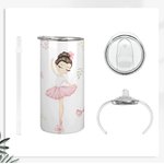 Personalisierte rosa Ballett Mädchen 12oz Becher Sippy Cup mit 2 Deckeln verfügbar Geburtstagsgeschenk für Kid Dance Lover