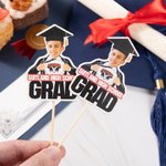 Cara personalizada Foto Graduación Cupcake Toppers Juego de 12 Graduación Decoración de la fiesta Regalo para la clase de 2025 Graduados