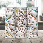 Henkilökohtainen Cool Dad Fist Bump 3D Effect 20oz Skinny Tumbler 1-6 Kid nimet Happy isänpäivä lahja isälle isoisä isoisä