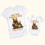 Personalisierte Vater und Baby Bären Unsere erste Vatertag 100% Baumwolle T-Shirt und Baby Onesies mit Namen Vatertag Geburtstag Geschenk für Kid Dad