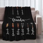 Personalizada Primero Papá Ahora Abuelo Barbacoa Manta suave con nombres Día del Padre Regalo para papá Abuelo