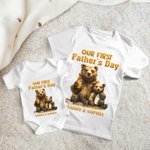 Personalisierte Vater und Baby Bären Unsere erste Vatertag 100% Baumwolle T-Shirt und Baby Onesies mit Namen Vatertag Geburtstag Geschenk für Kid Dad